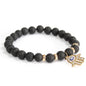 Hamsa / Black Agate - Gemstone Bracelet