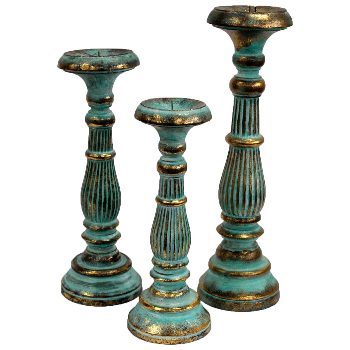 Medium Candle Stand - Turquois Gold