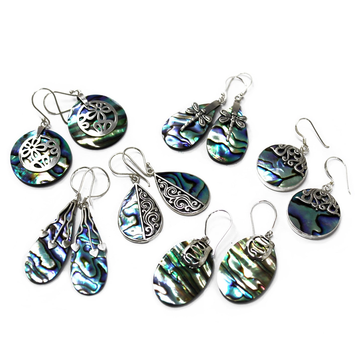 Shell & Silver Earrings - Classic Disc - Abalone