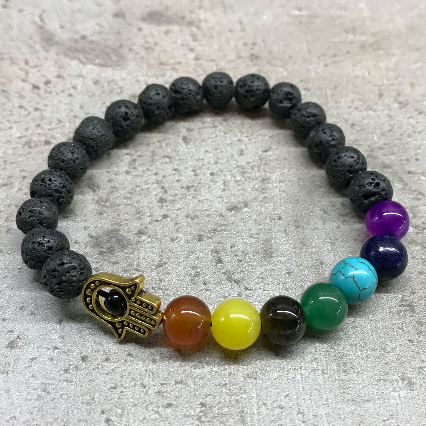 Lava Stone Bracelet - Hamsa Chakra