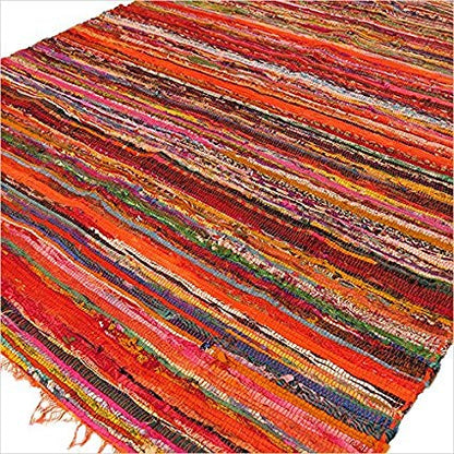 152 x 90cm Luxury Rag Rug - Orange