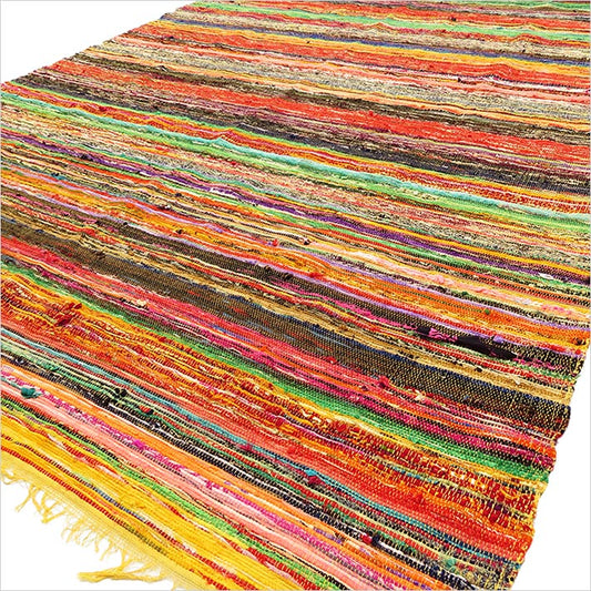 154 x 90cm Luxury Rag Rug - Yellow