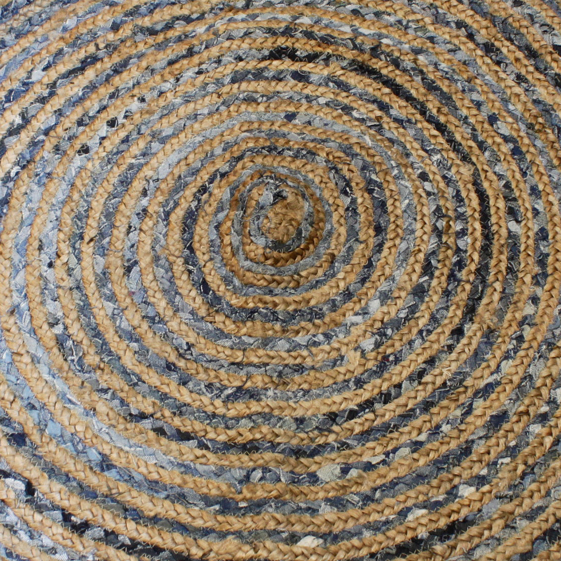 Round Jute and Recycle Denim Rug - 150 cm