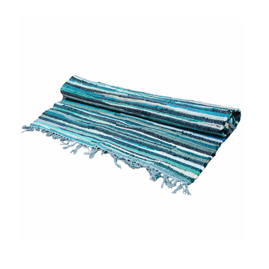 Small Rag Rug - 50x90cm - premium quality - Aqua Blues