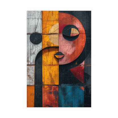 #1009: Silk Poster - Abstract geometric face