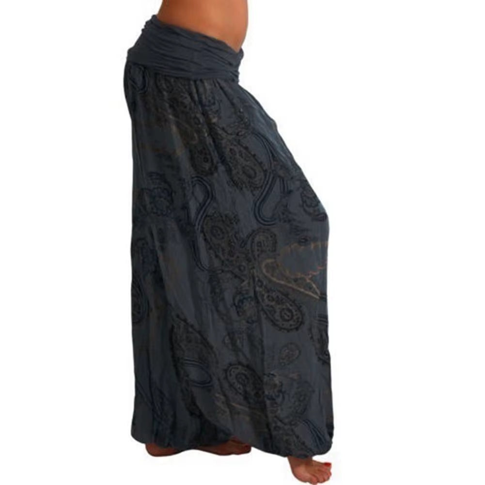 Fashion Women Boho Paisley Print Ankle Tied Baggy Loose Pants Long Bloomers Trousers Female Harem Pants