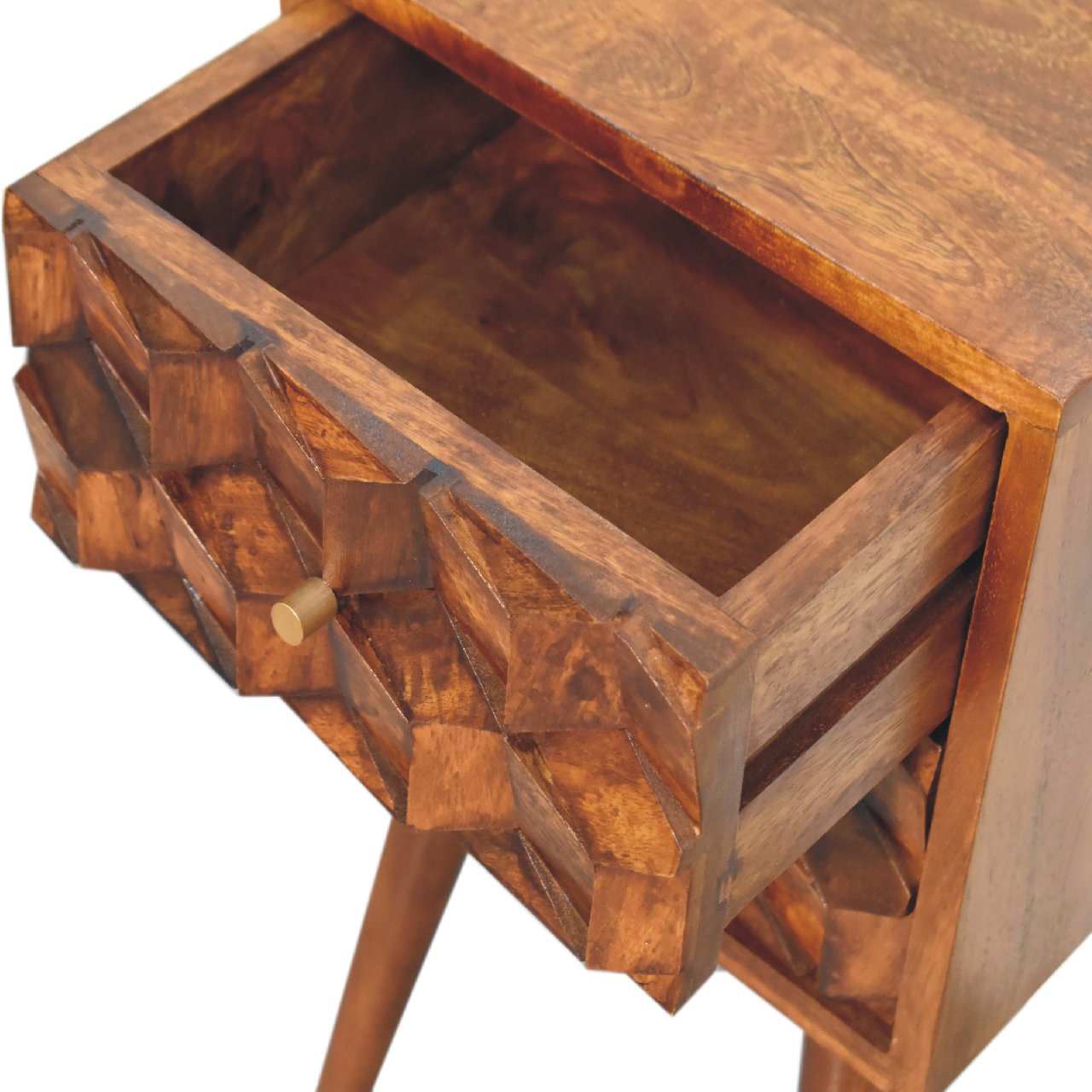 Mini Chestnut Cube 2 Drawer Bedside