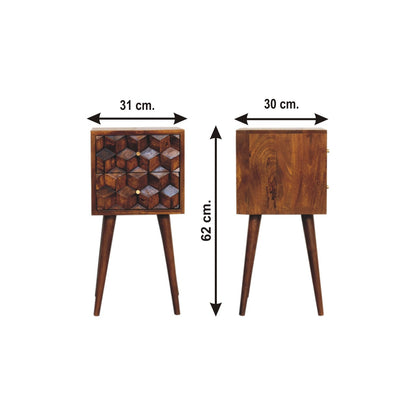 Mini Chestnut Cube 2 Drawer Bedside