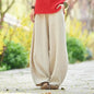 Cotton Mix Wide Leg Women Full Length Trousers