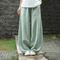 Cotton Mix Wide Leg Women Full Length Trousers