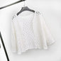 Vintage Chic Fashion Women Knitted Cotton Deep V-Neck Blouses Cove-Ups Loose Crop Top Long Sleeve Boho Short Kimono