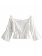 Vintage Chic Hippie Women White Slash Neck Bohemian Blouse Shirts Ladies Long Sleeve Cotton Boho Crop Tops Blusas